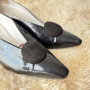 Chic Black Patent Leather Heels Vintage Via Spiga Patent Pumps